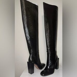 Bcbg MaxAzria  Over The Knee Tall Leather boots Block Heel Sz 7 Org 658$Livana